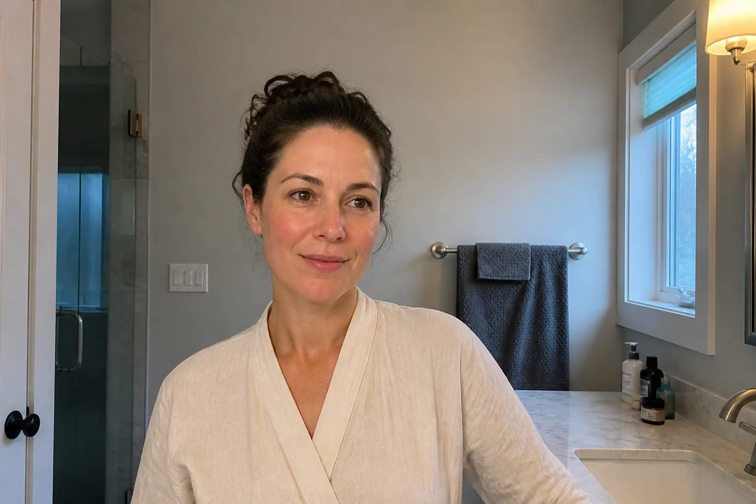 Woman with rested, brightened under-eyes