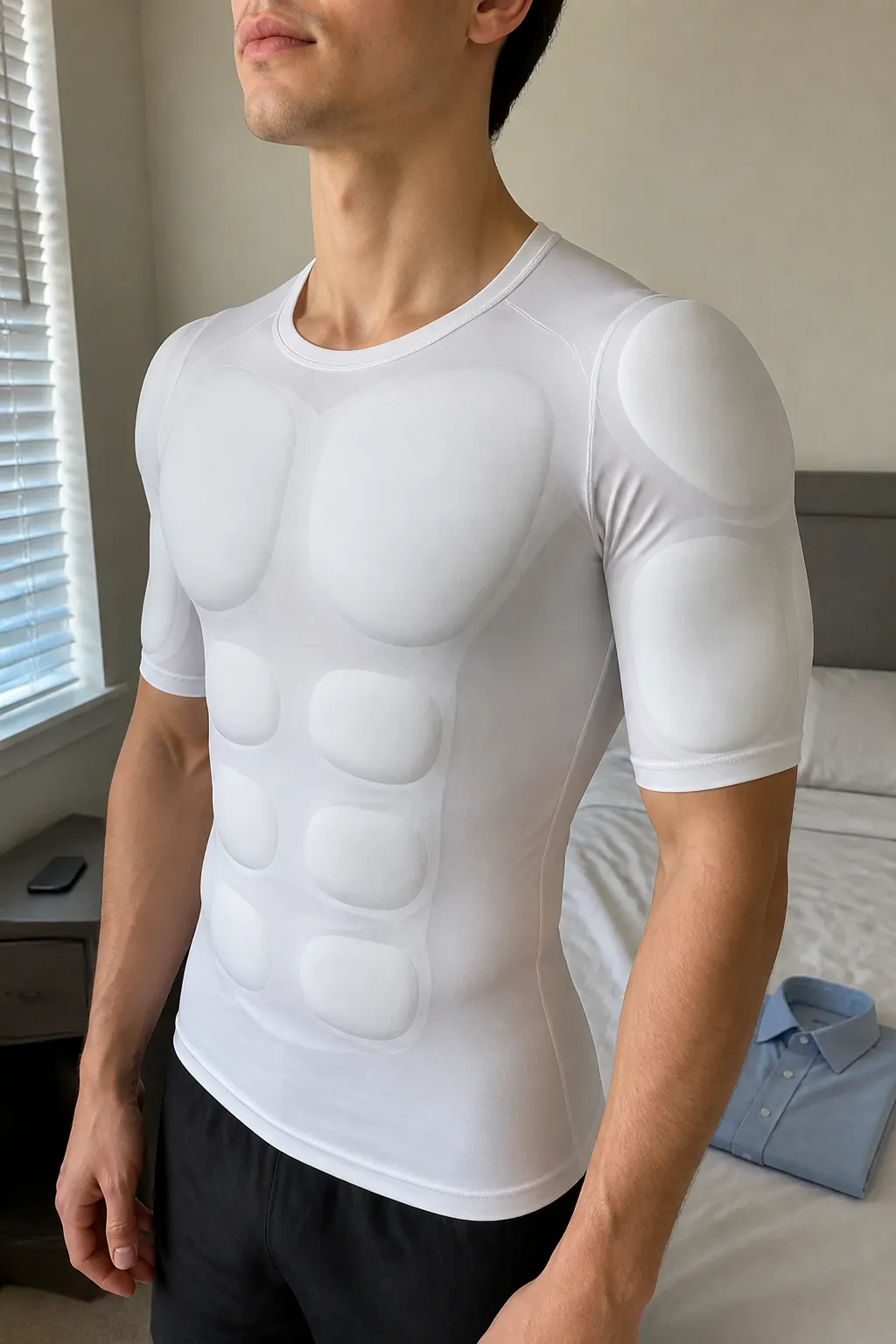 Close-up of muscle-mapped padding and edge-blended contours