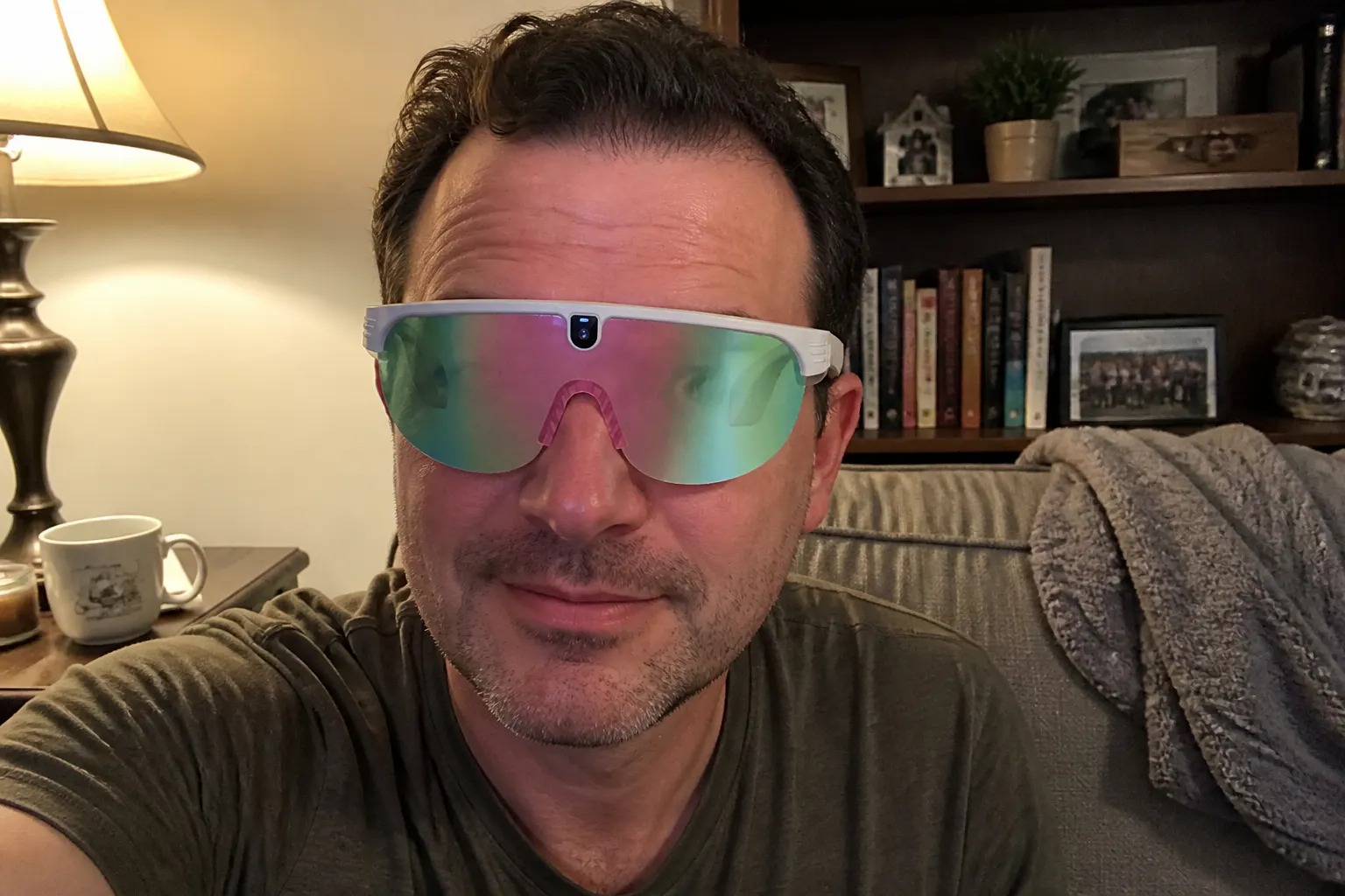 Customer wearing the glasses