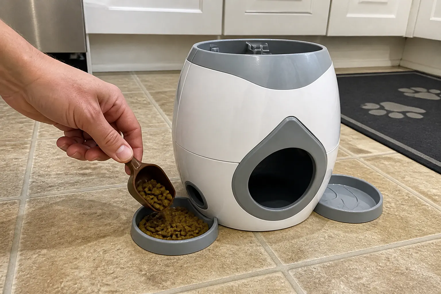 Rewards him with his own kibble