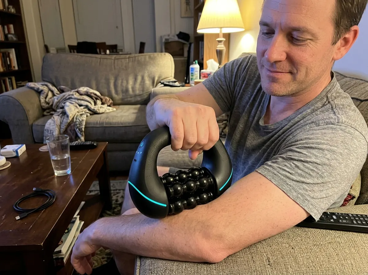 A recovered customer relaxed at home after a run