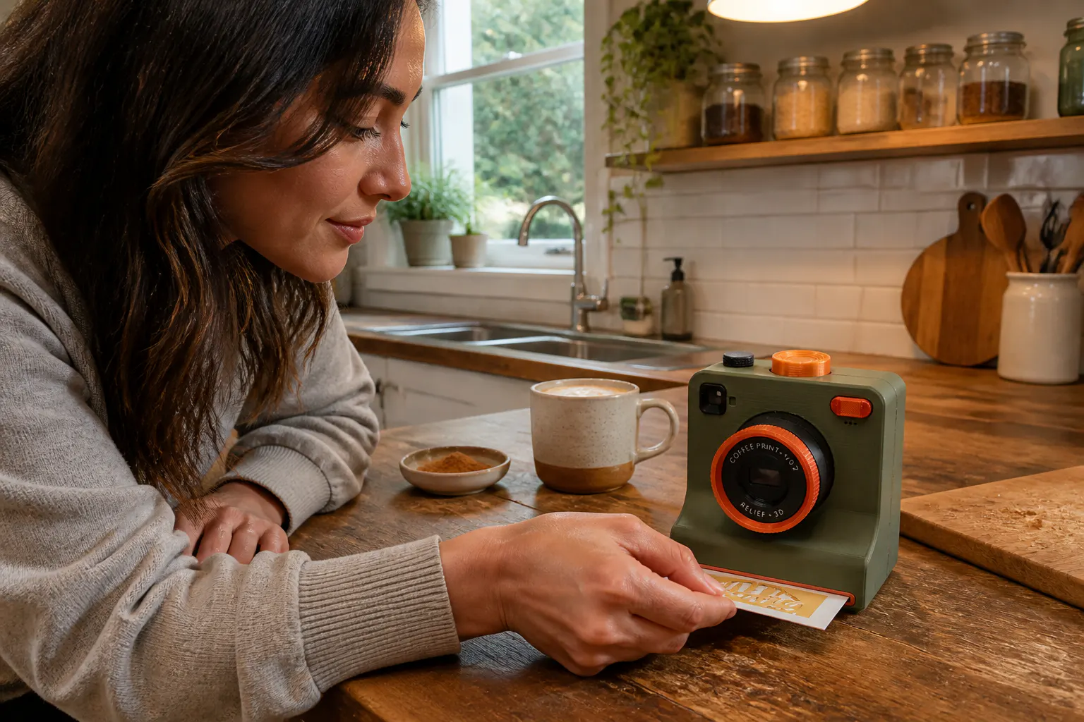 A stencil card sliding into the slot in the camera body, other cards fanned beside it