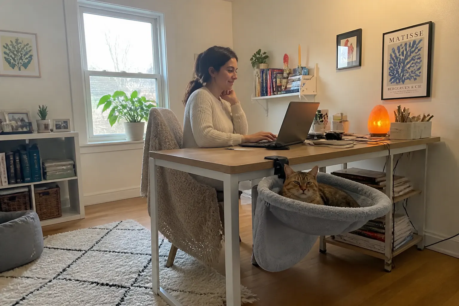 Priya M. cat in DeskNest