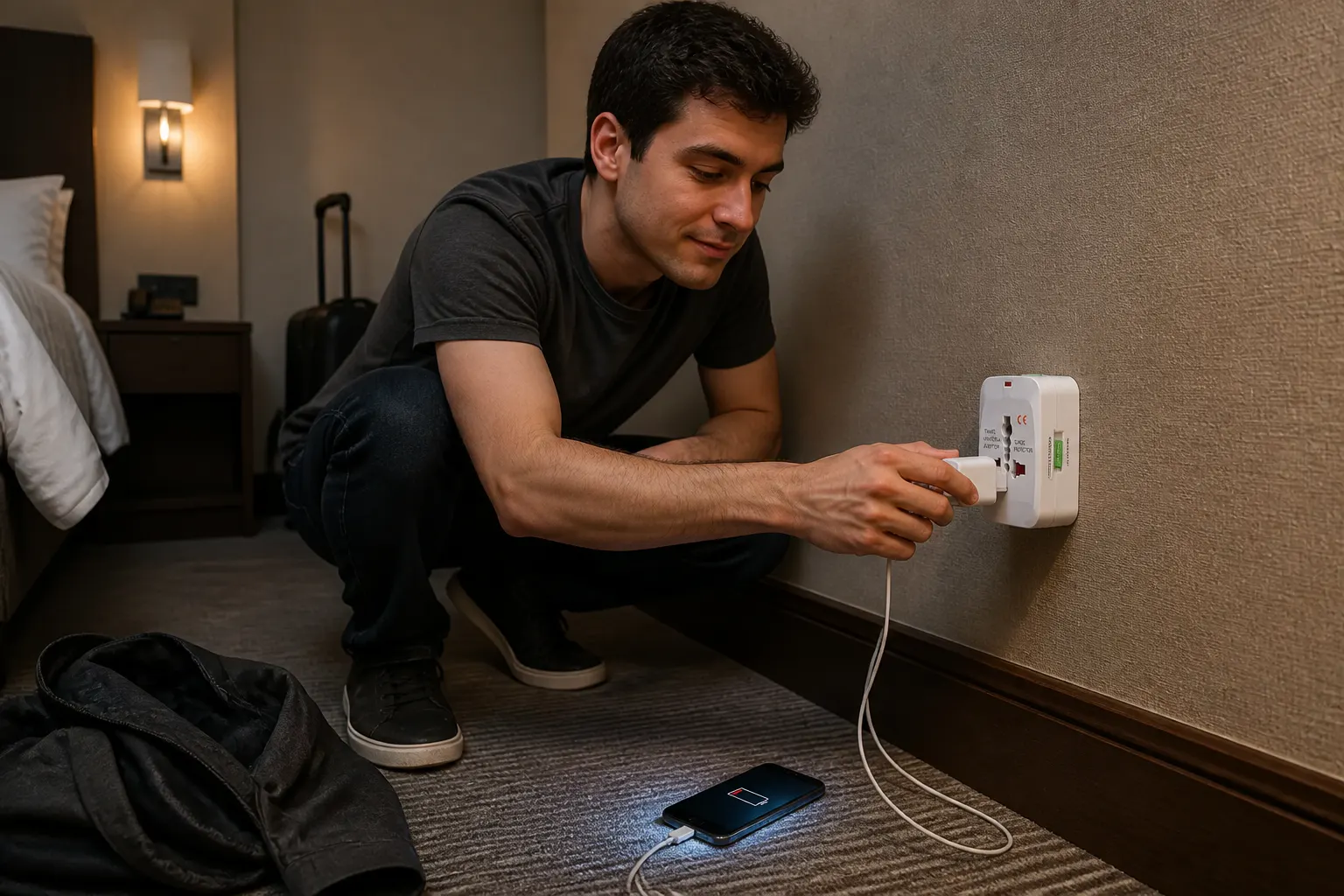 Universal AC socket on the front of the Ventra adapter accepting a plug