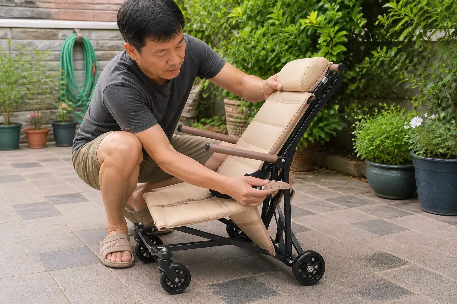 The chair reclined with footrest extended