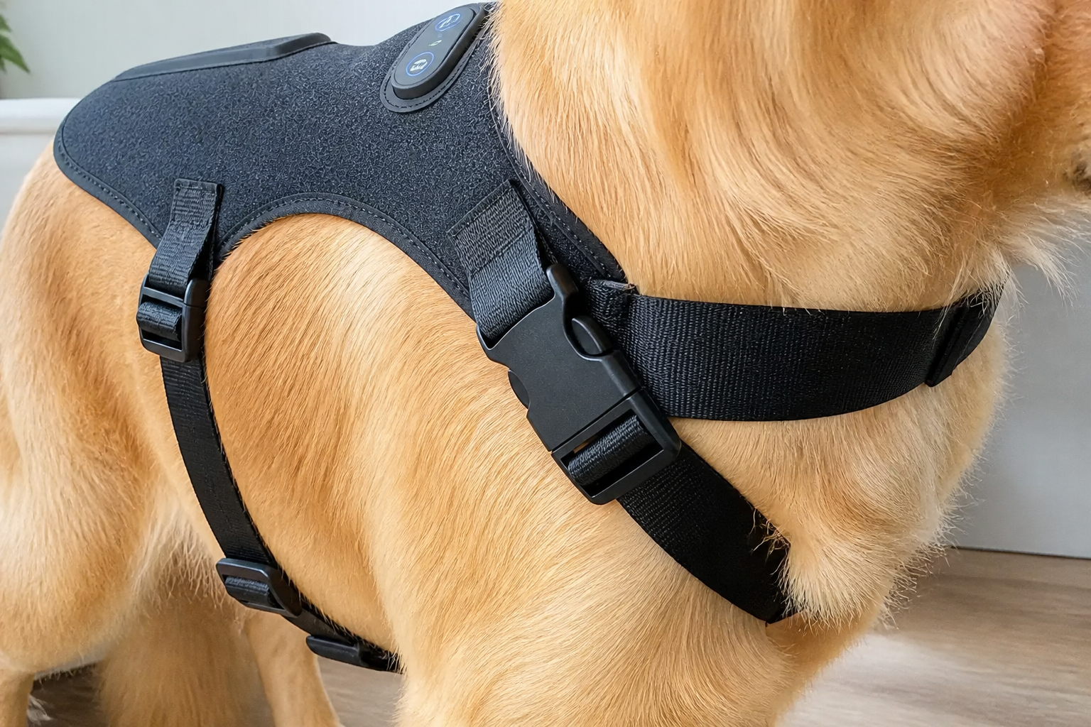 Vest covering the dog's full torso