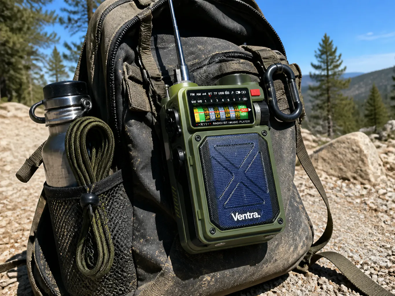 Radio in a stocked hurricane emergency kit