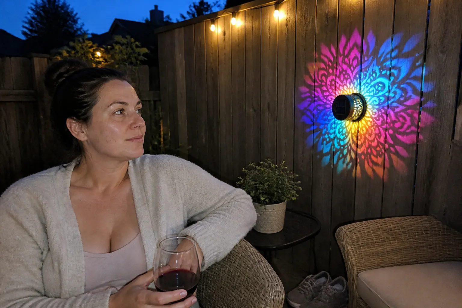 Mandala projection on customer fence
