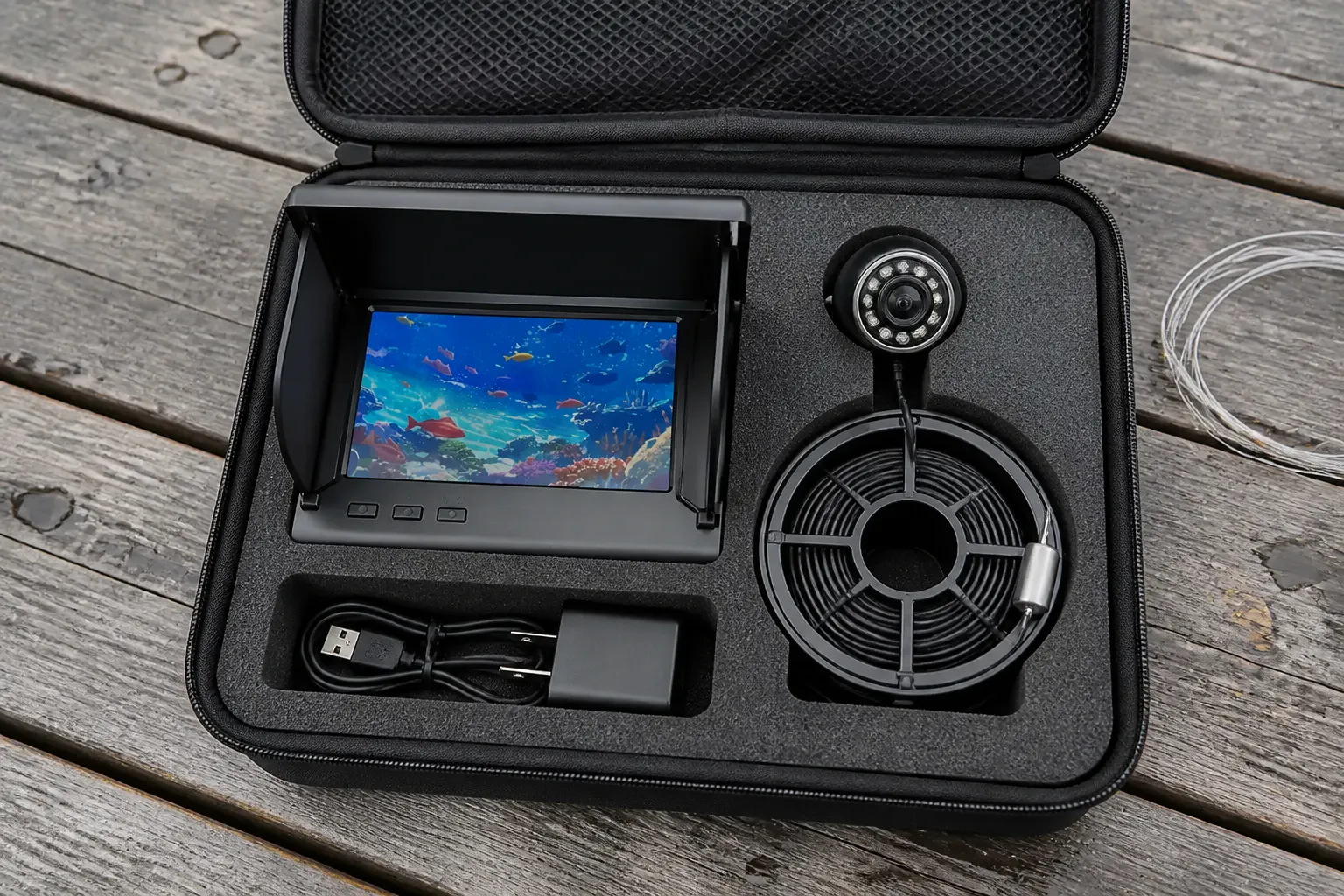 Flat-lay of the full DeepSight kit in its durable carrying case with fitted cutouts
