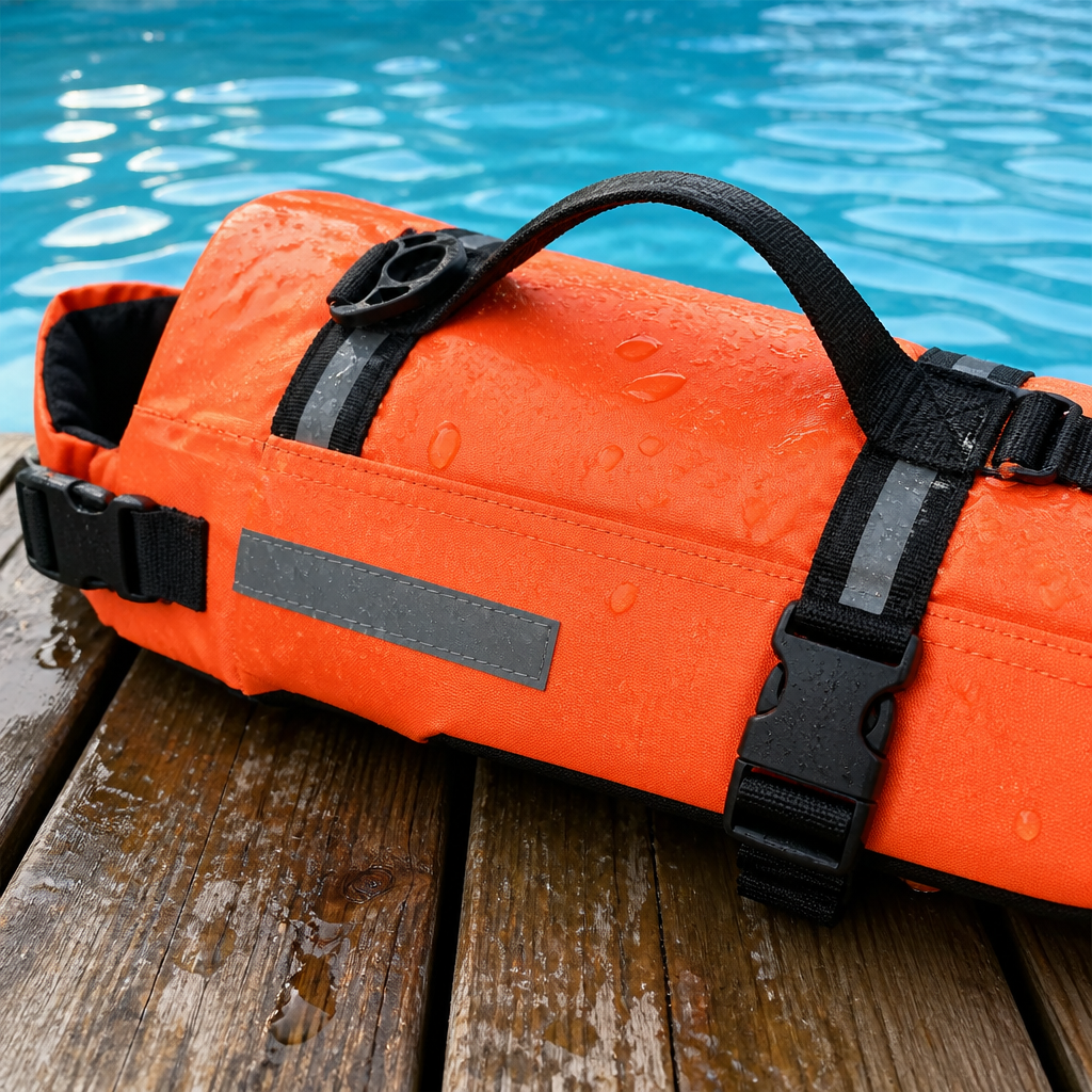 Close-up of durable nylon shell and stitched seams