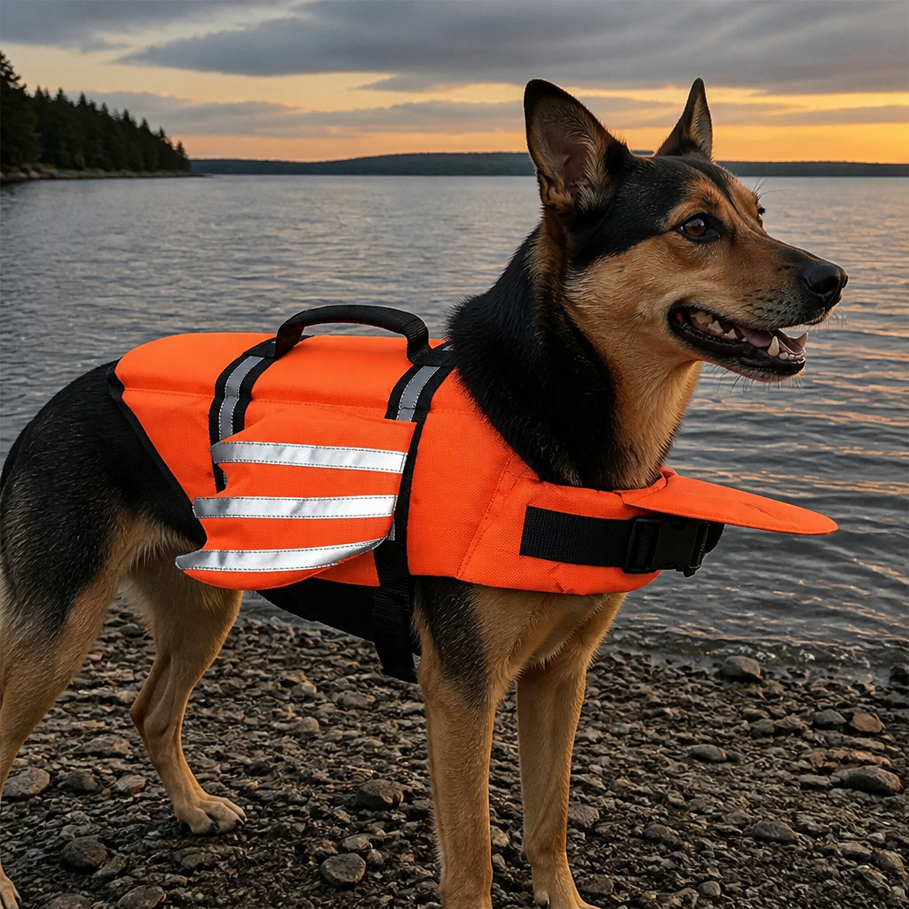Bright reflective jacket on the water