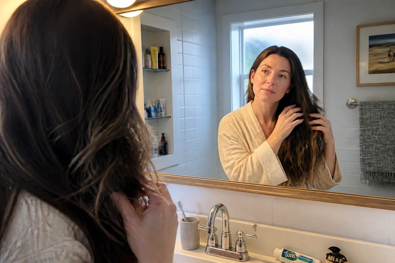 Woman with full, healthy hair feeling confident