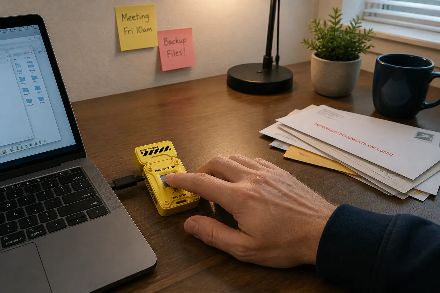 Enrolling a fingerprint on the drive