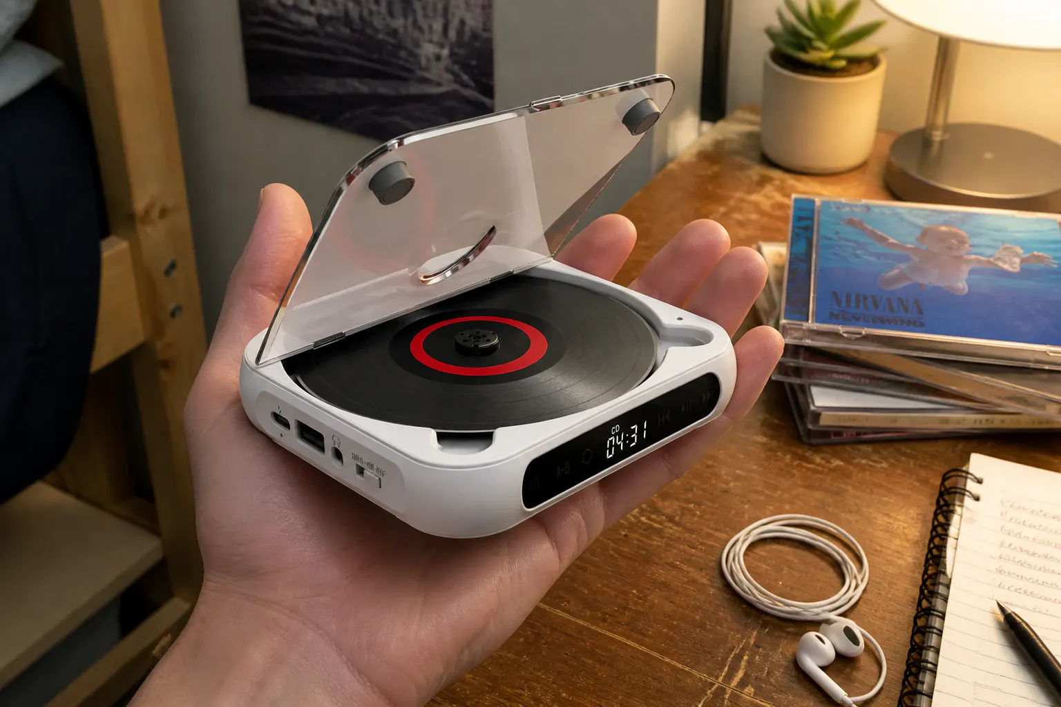 Ventra CD player playing unplugged in a bag, no wall cord