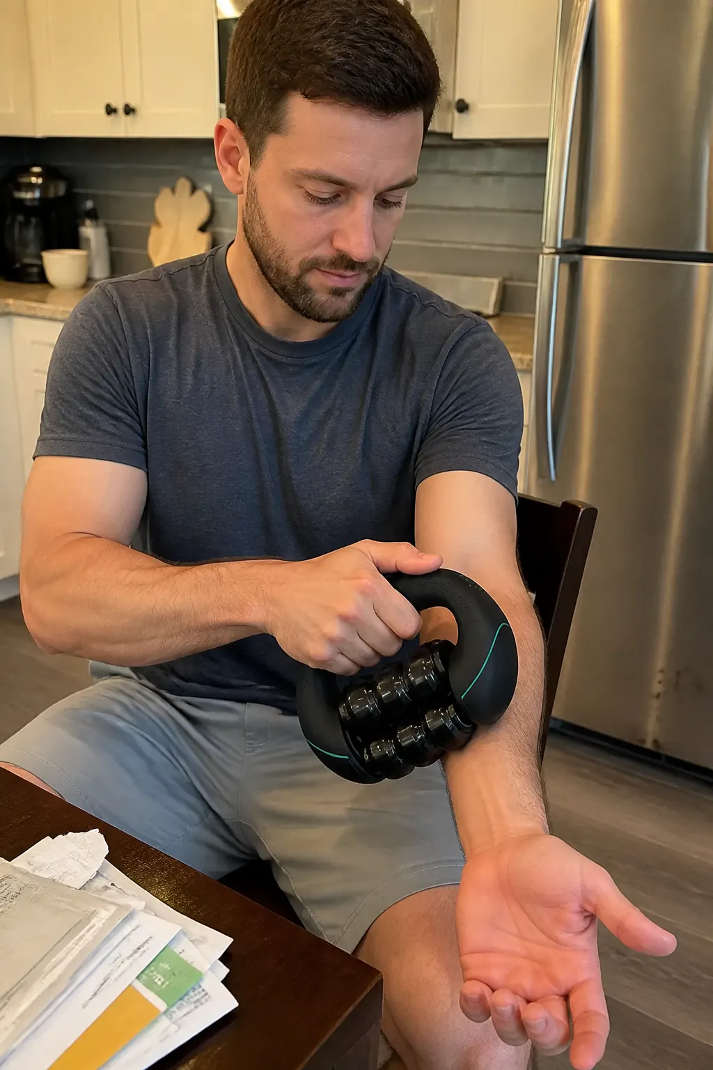 The massager being used on the neck and shoulder