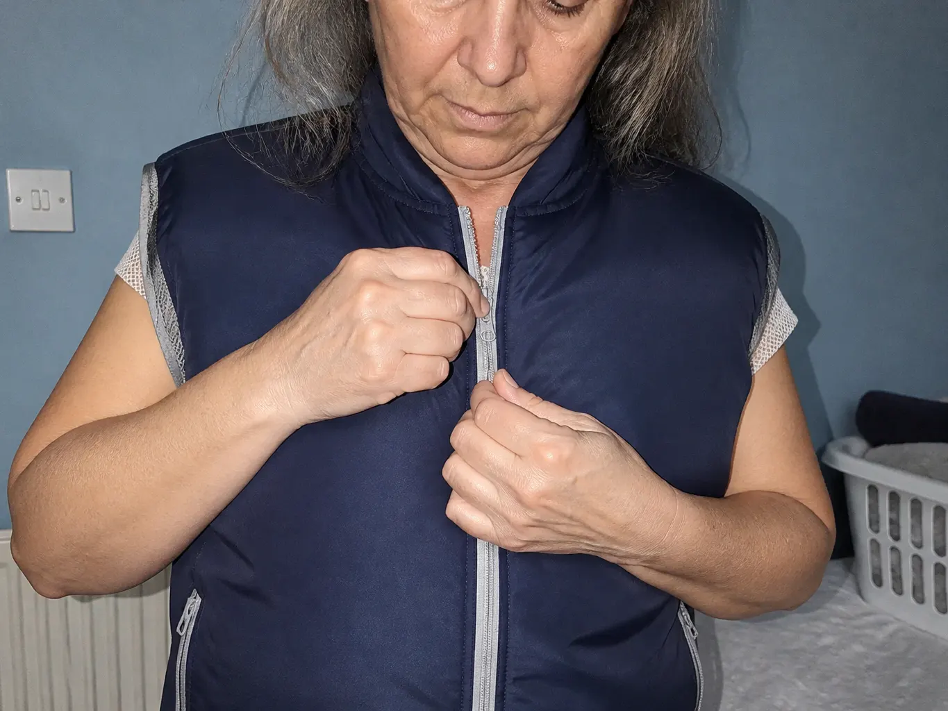 Carol M. wearing the Ventra vest