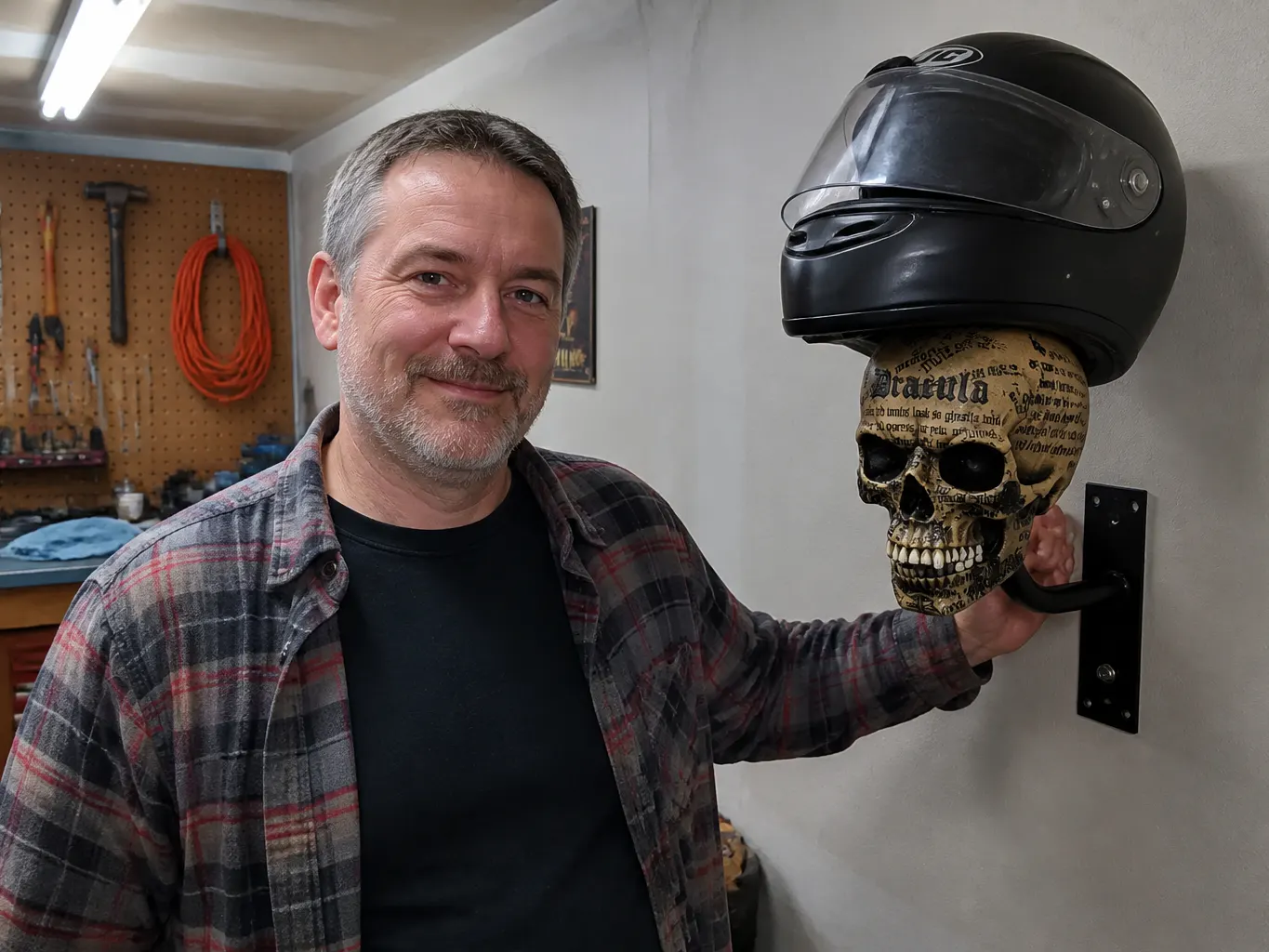 Sarah B. - skull helmet mount on the wall
