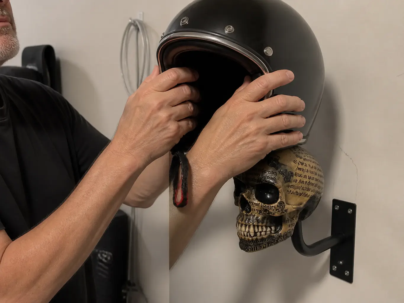 Jordan K. - skull helmet mount on the wall