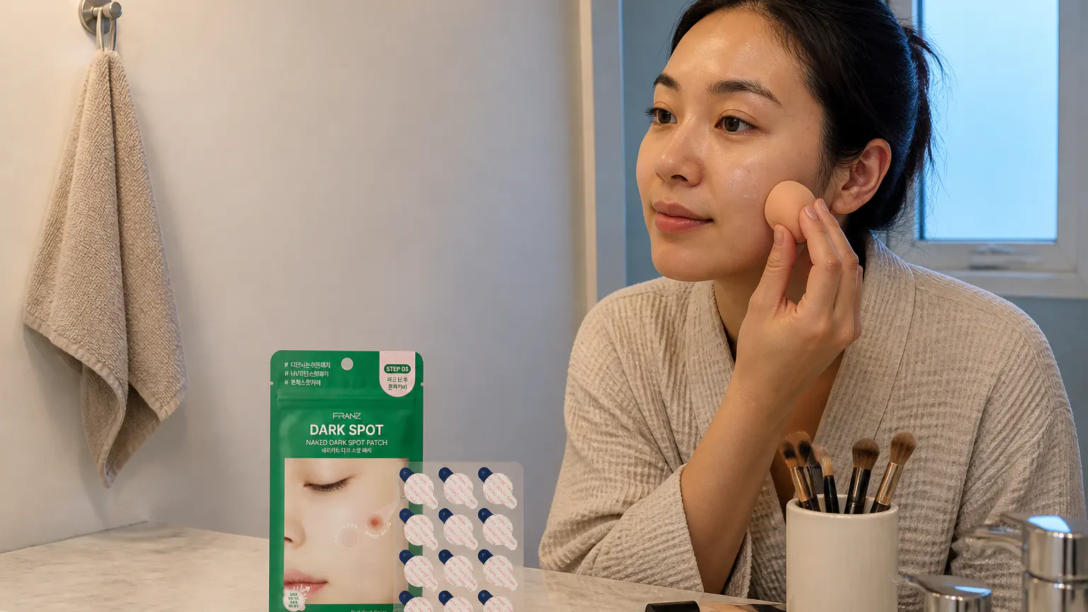 Morning makeup routine with even skin