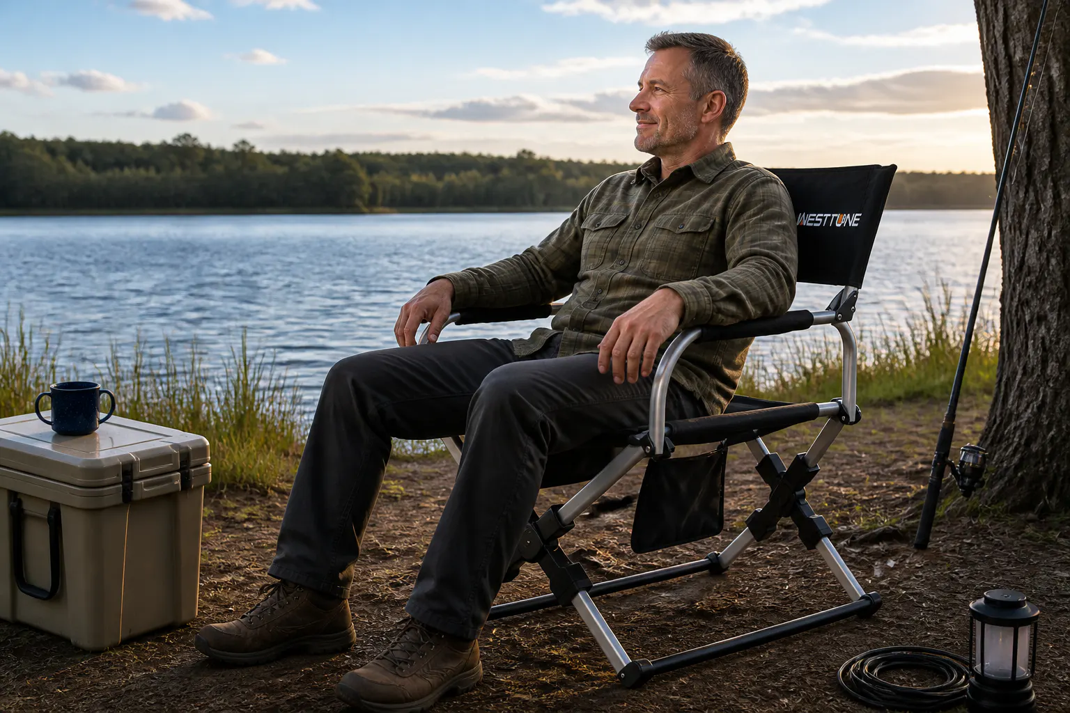 The Ventra chair set up outdoors