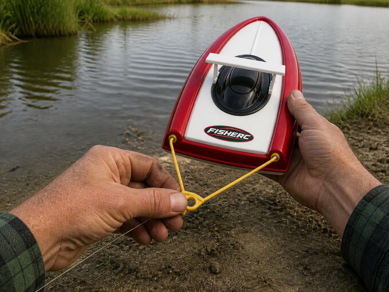 Clipping a baited hook to the line-release pad