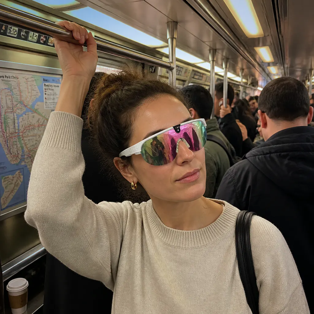 Commuter on a train, ears open to announcements