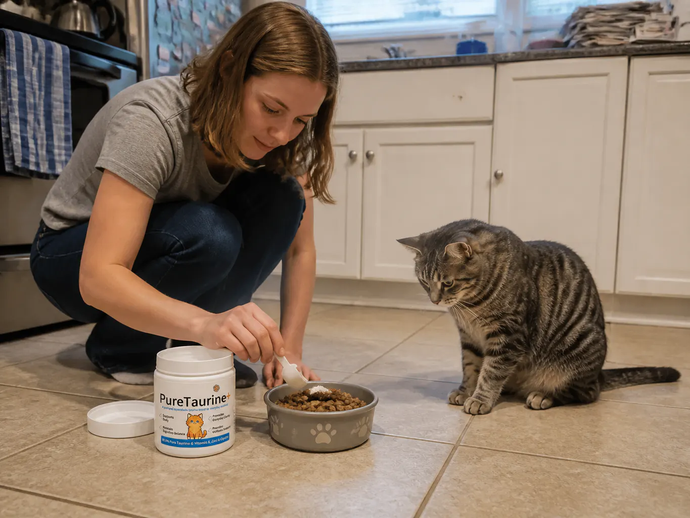 Customer's cat with taurine powder