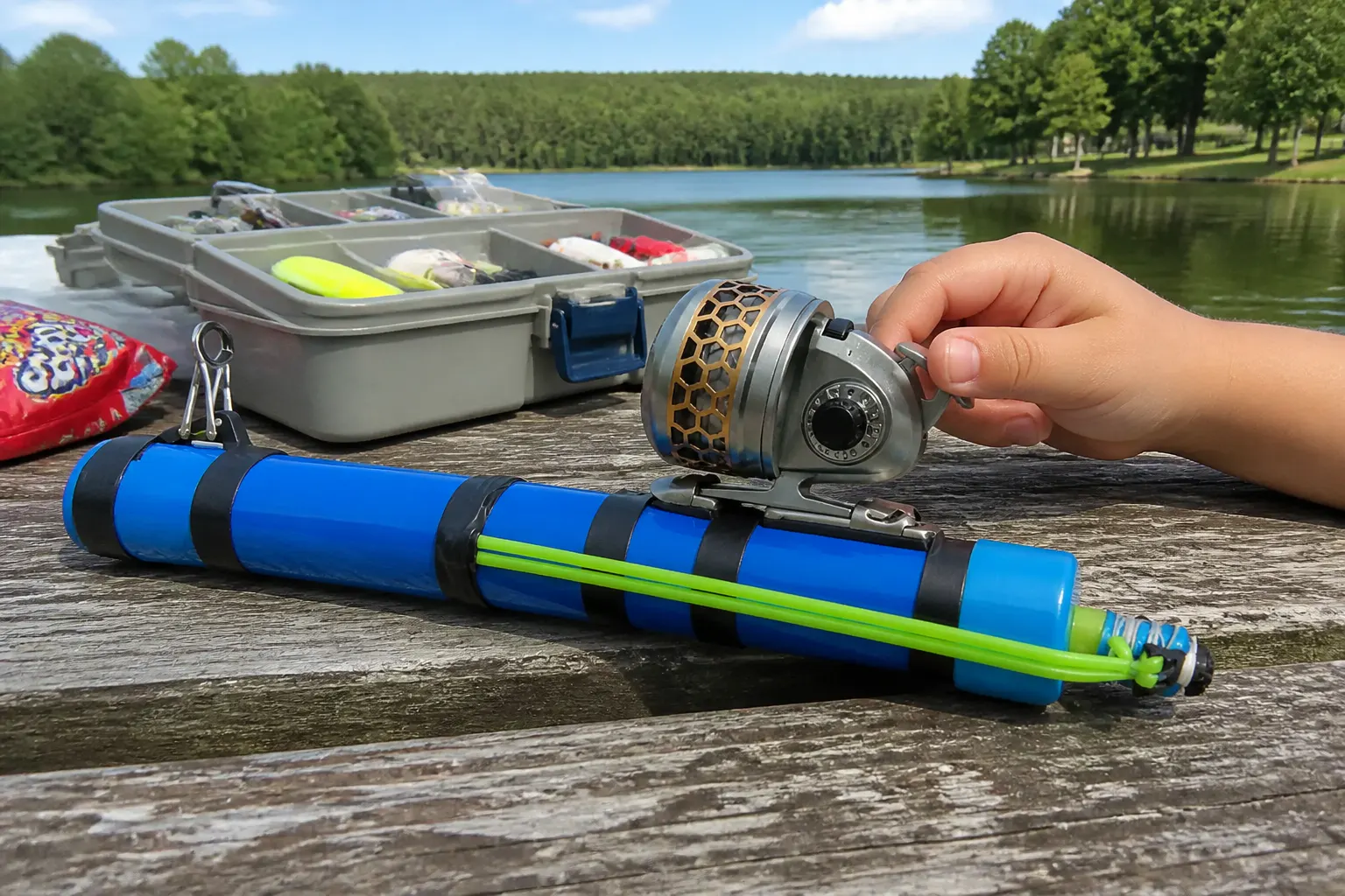 Close-up of the rod's durable build and reel