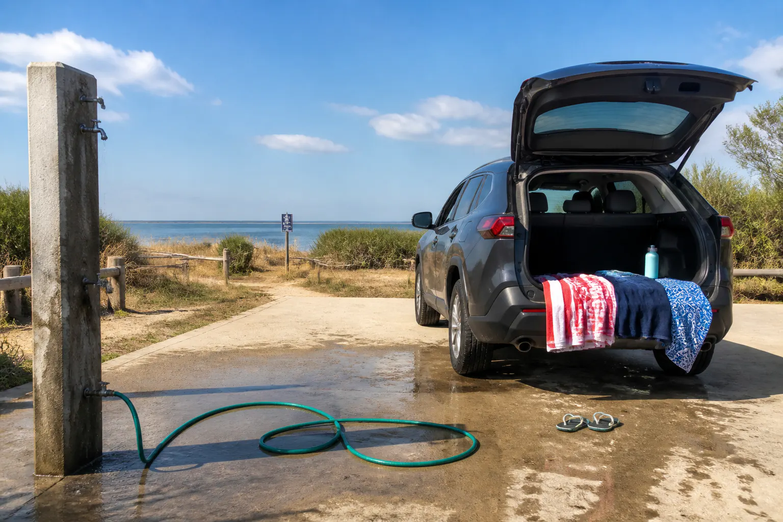 Rinsing clean before the drive home