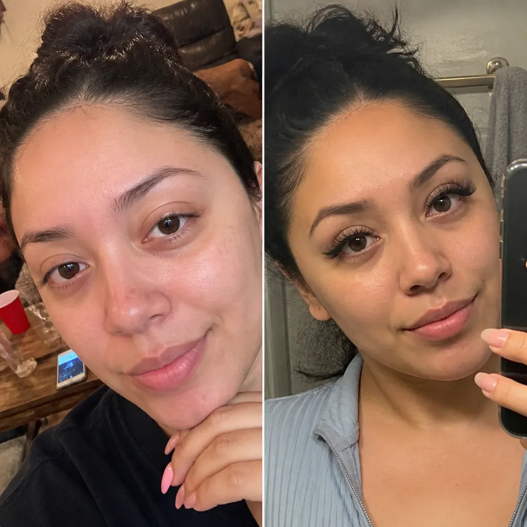 Before and after magnetic lashes - Amara J.