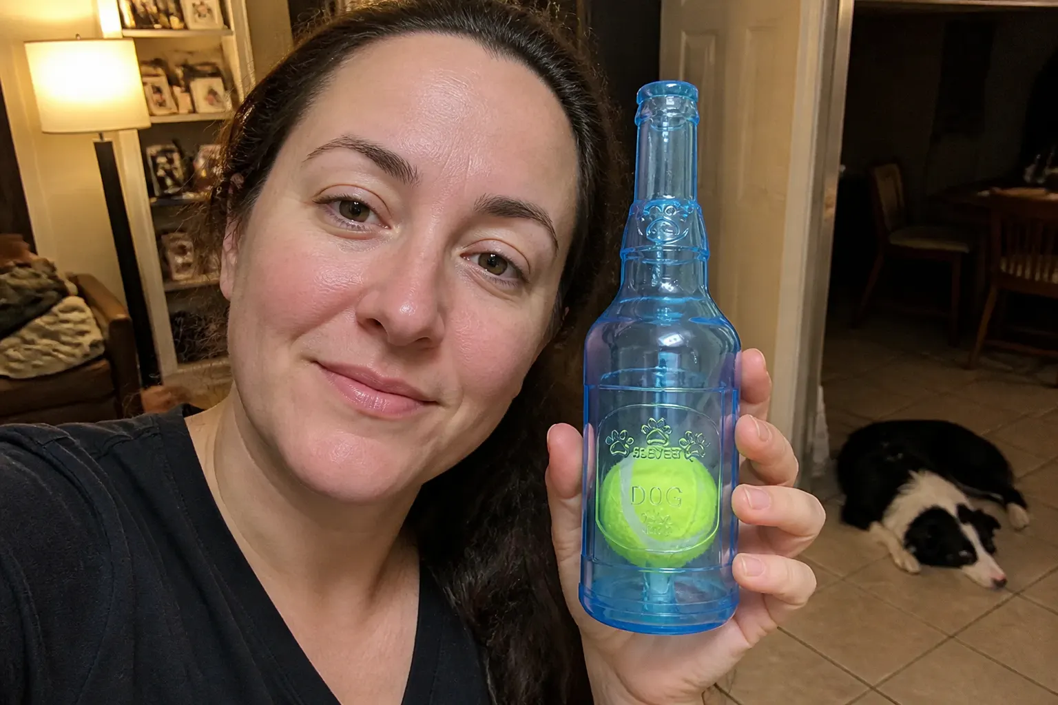 Dog with the bottle toy
