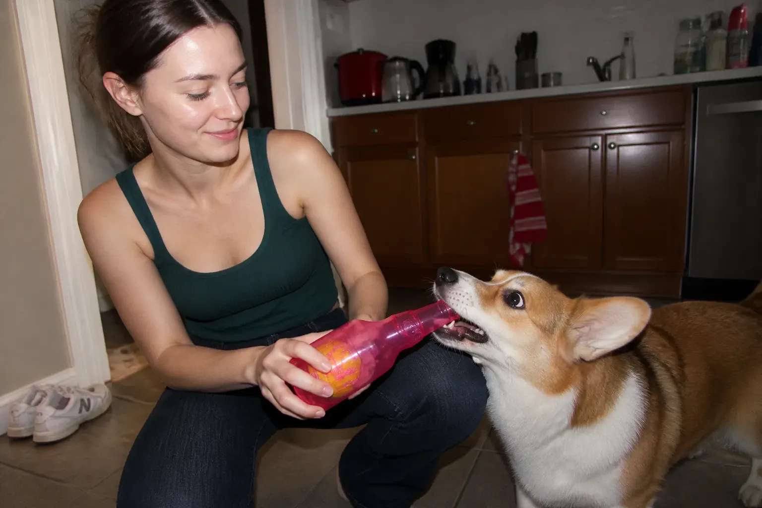 Dog with the bottle toy