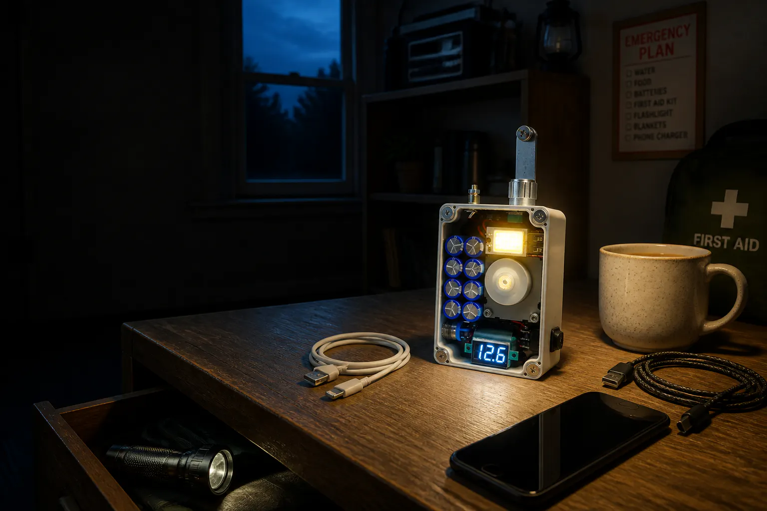 Ventra hand crank generator during a power outage