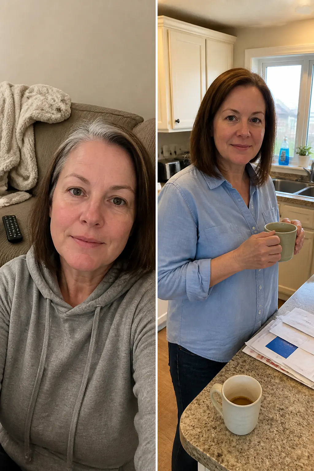 Before and after grey coverage - Sandra L.