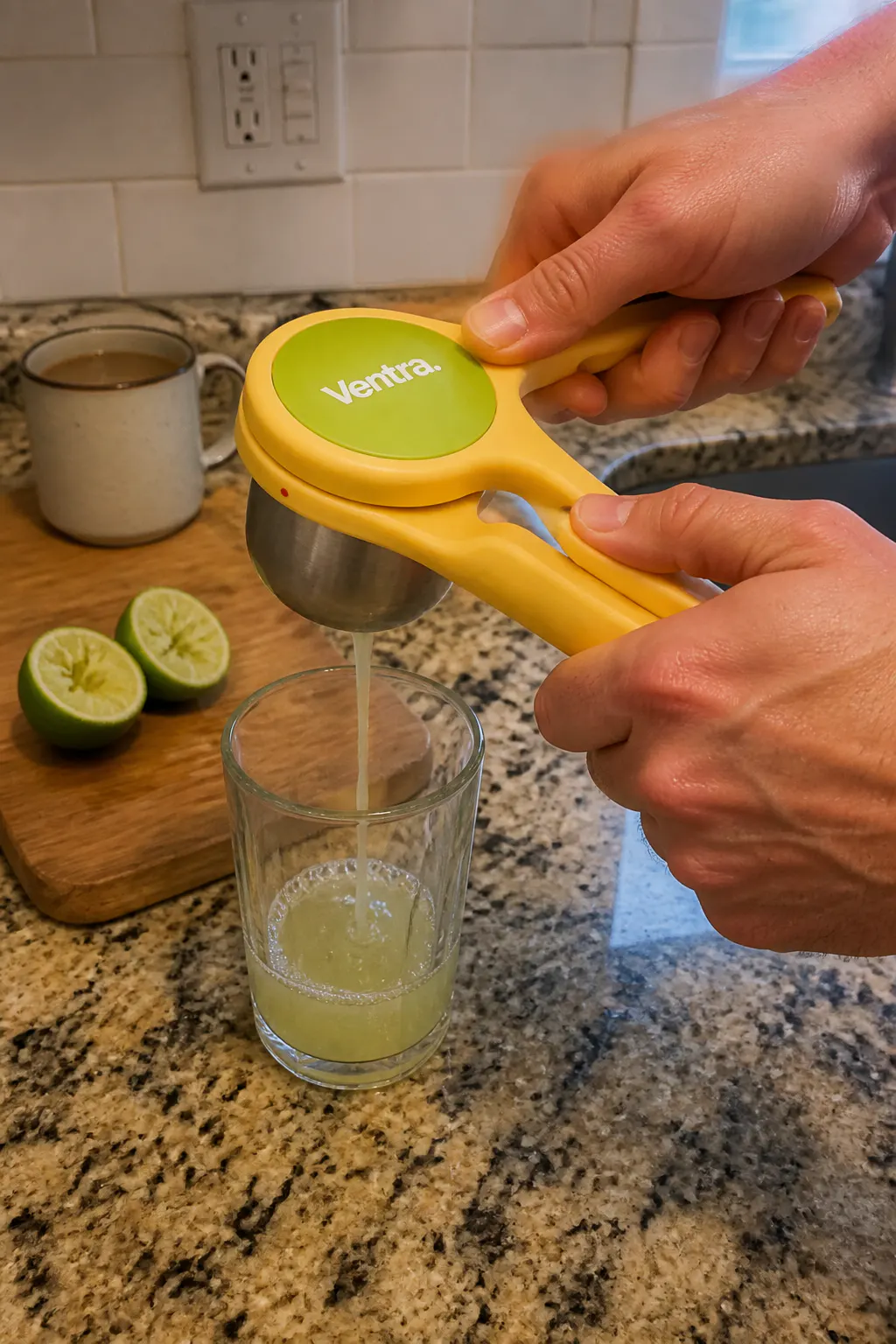 Close-up of the stainless-steel cup and reinforced handles