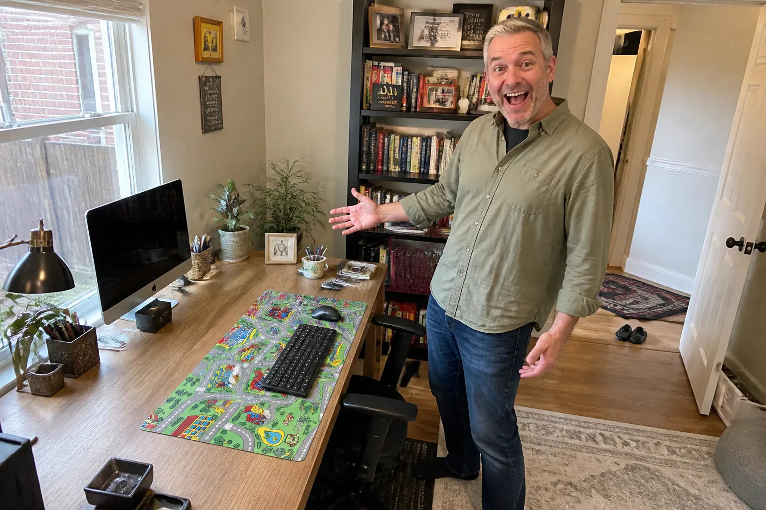 Customer desk with the RetroRoads mat