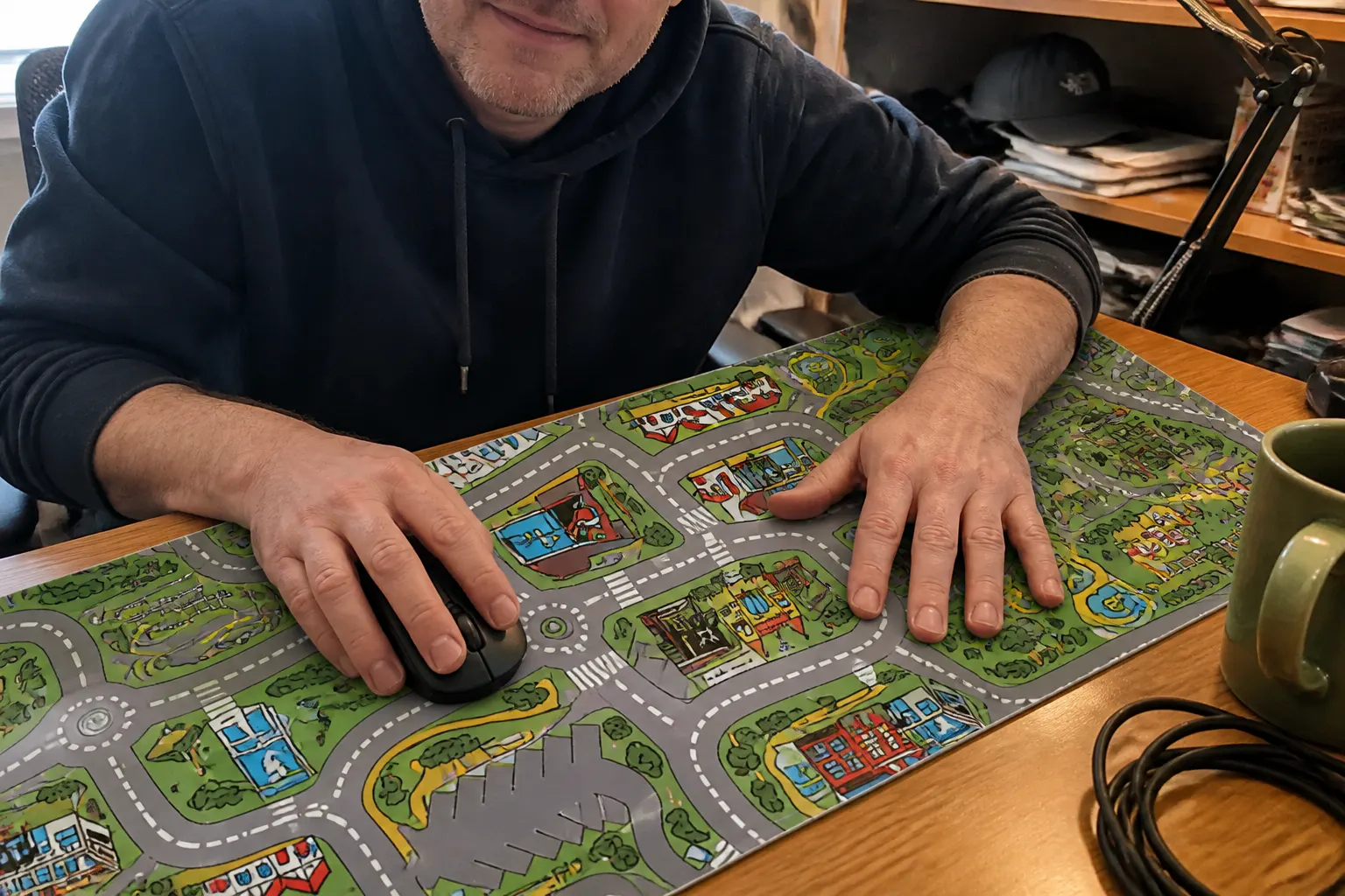 Customer desk with the RetroRoads mat