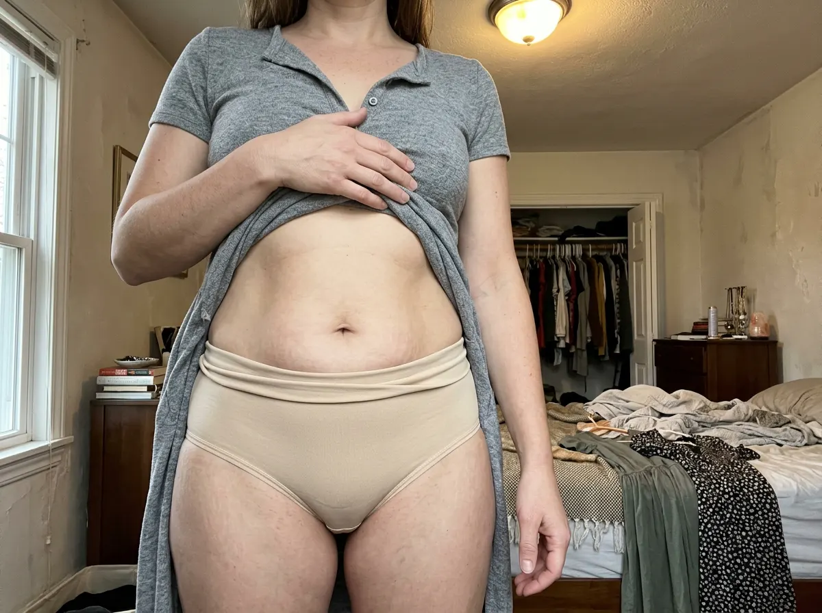 The shaping brief with the front closure open, ready to step into