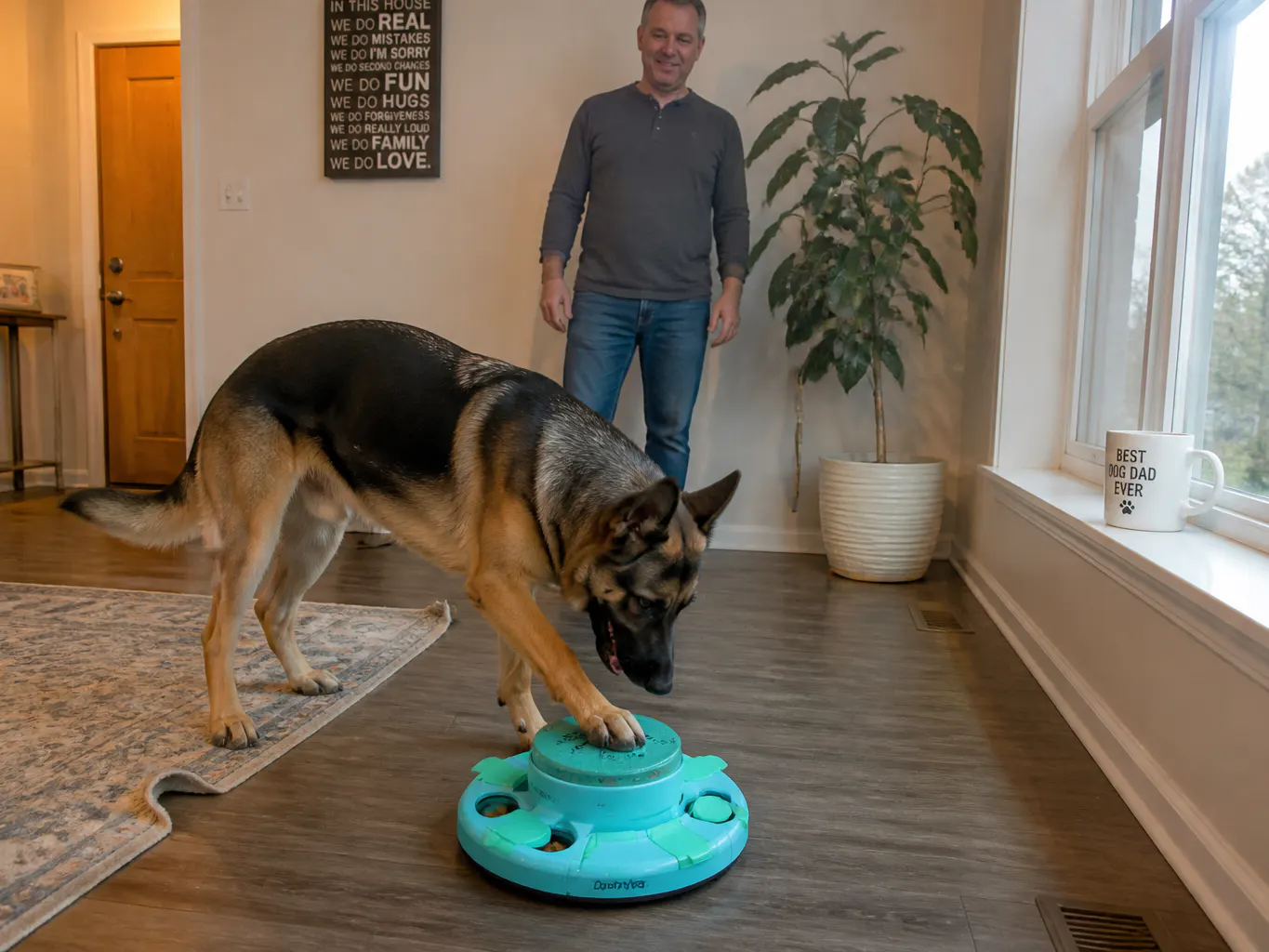 Tony B.'s dog using the board