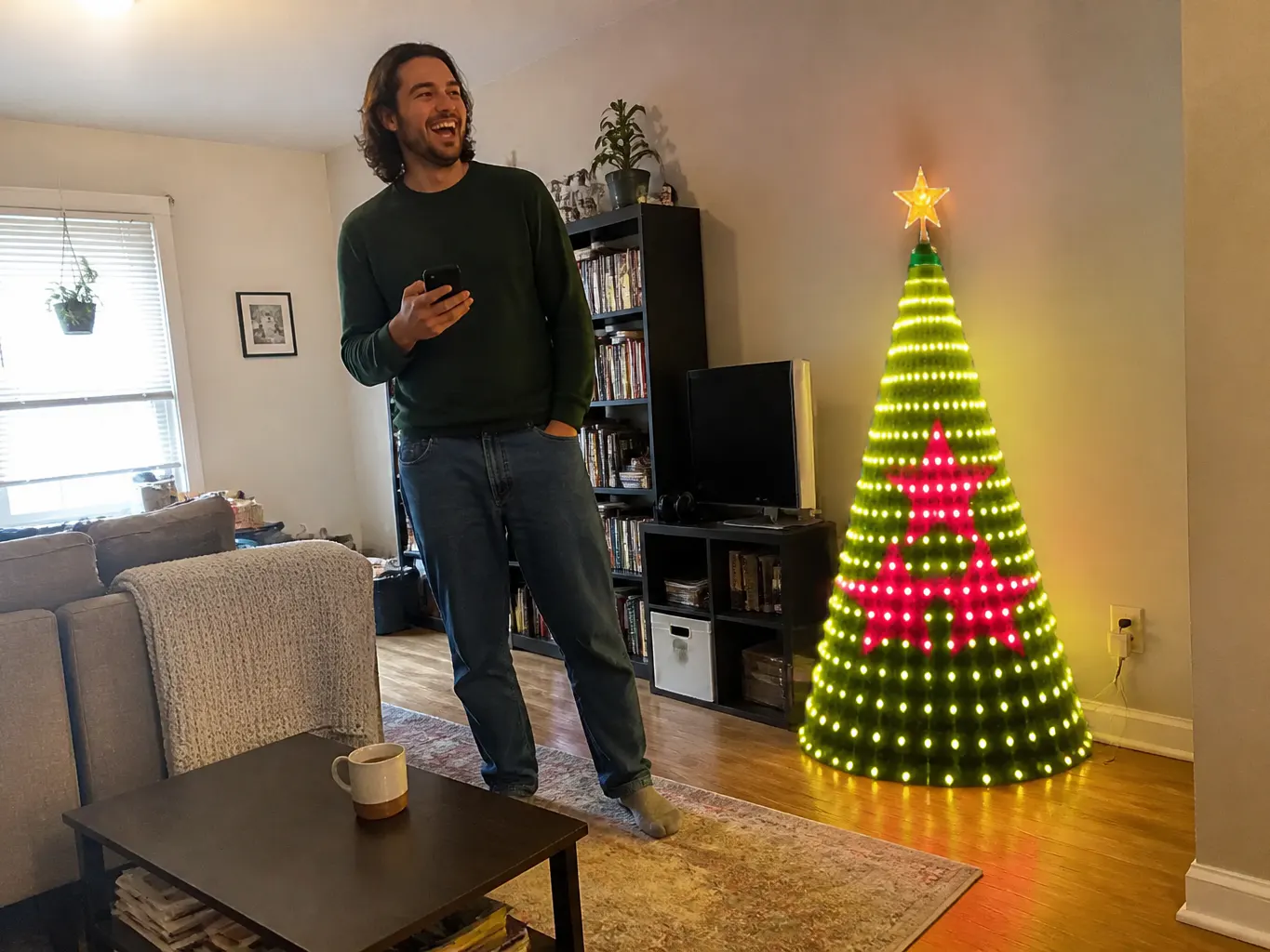 Customer photo of their tree lit with TreeFlow