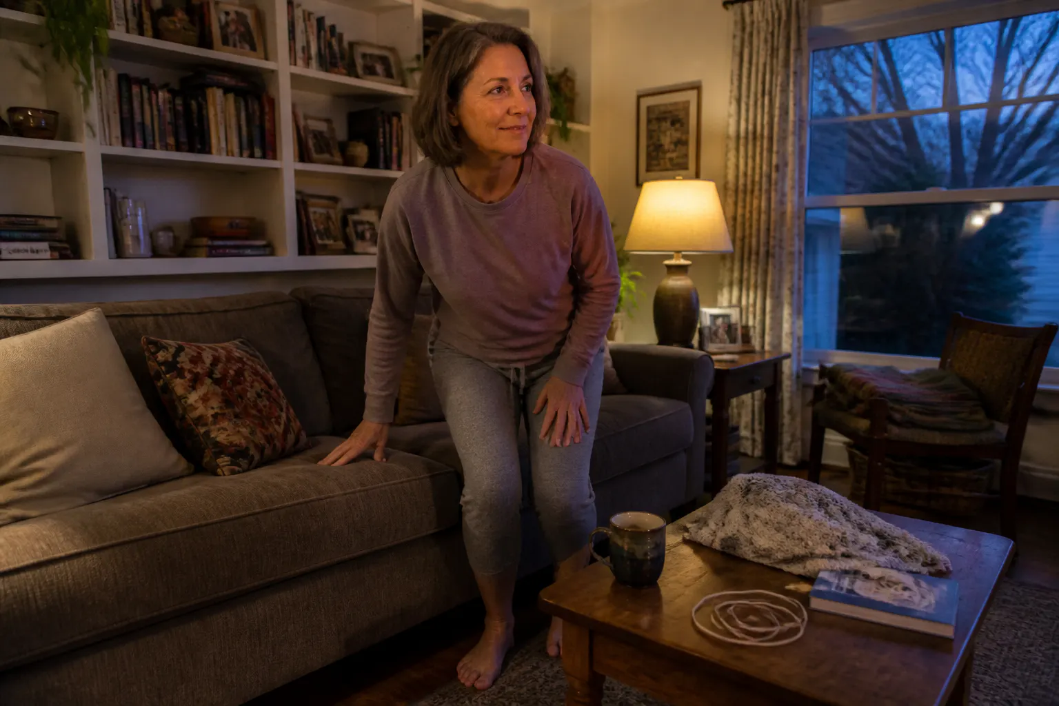 A calm evening, feet resting comfortably after therapy