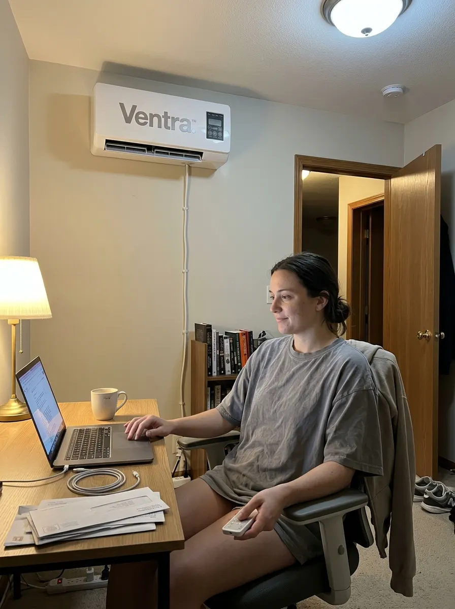 Wall-mounted unit in a finished basement room