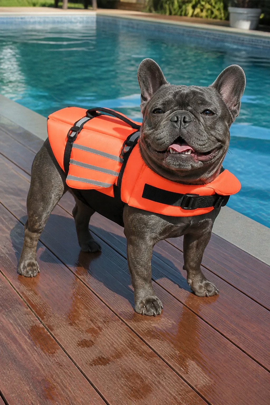 Owner measuring a barrel-chested dog for the right jacket size
