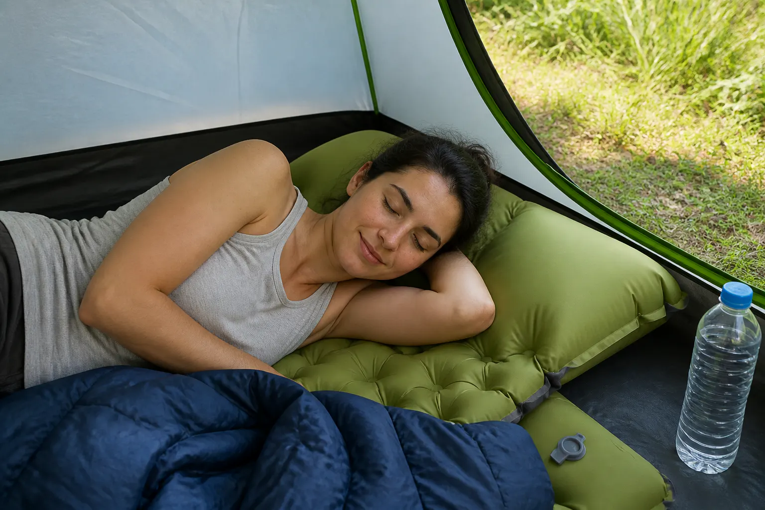 Integrated pillow at the head of the pad
