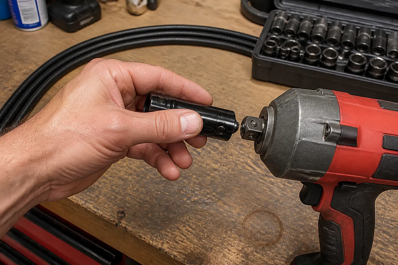 1/2 inch square drive fitting into an impact wrench