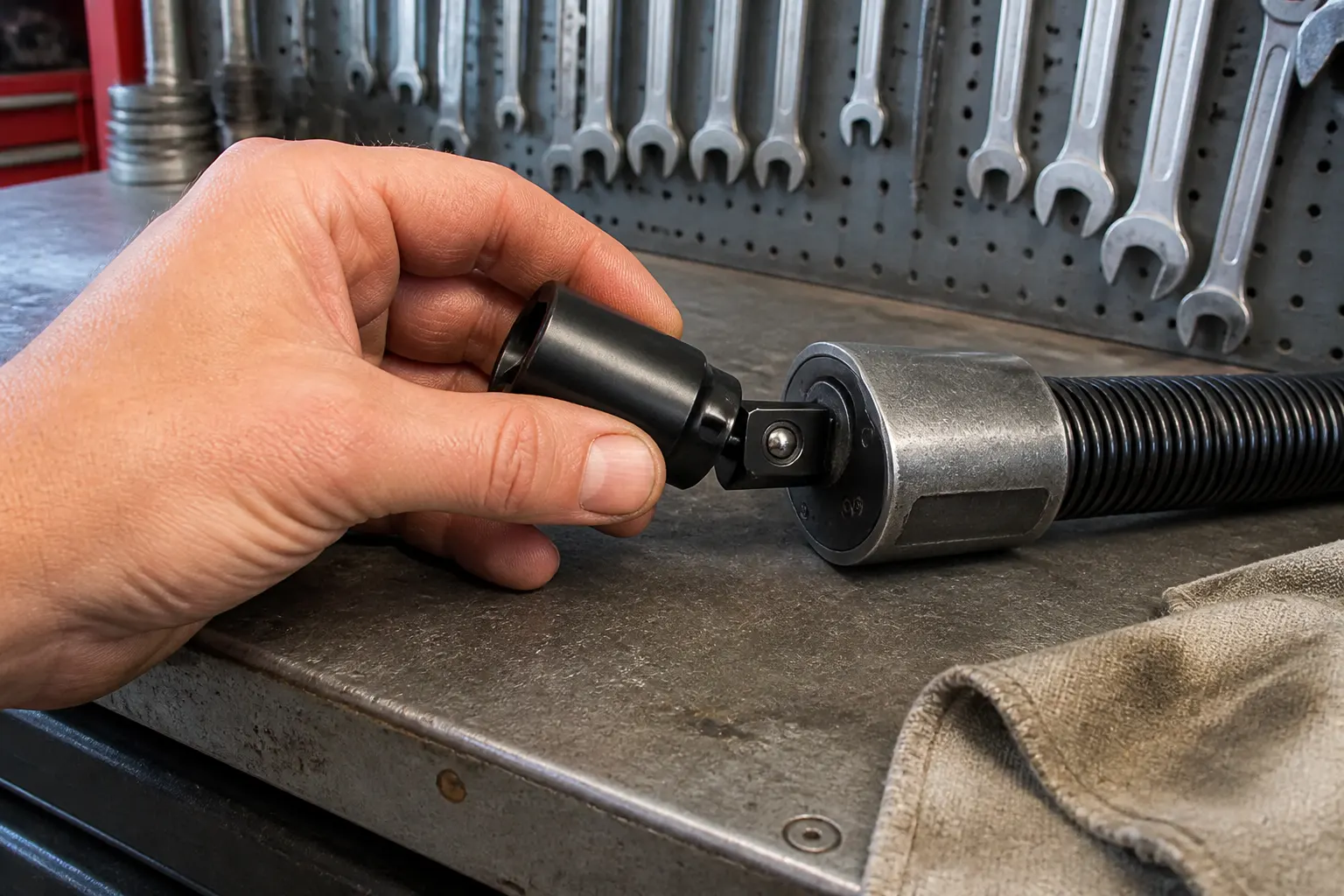 Standard socket snapping onto the coupler end of the flexible bar