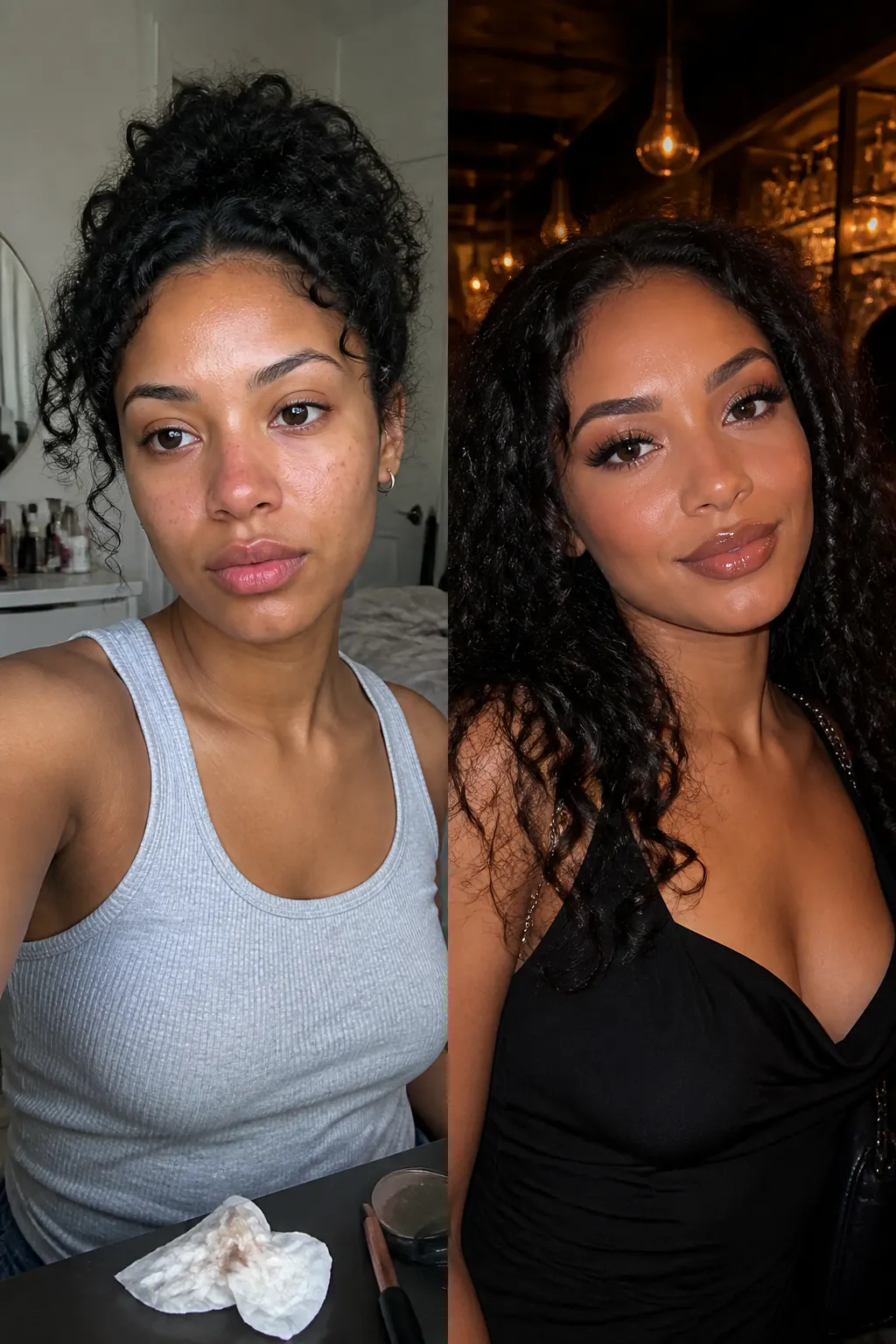 Before and after - Amara in her club look