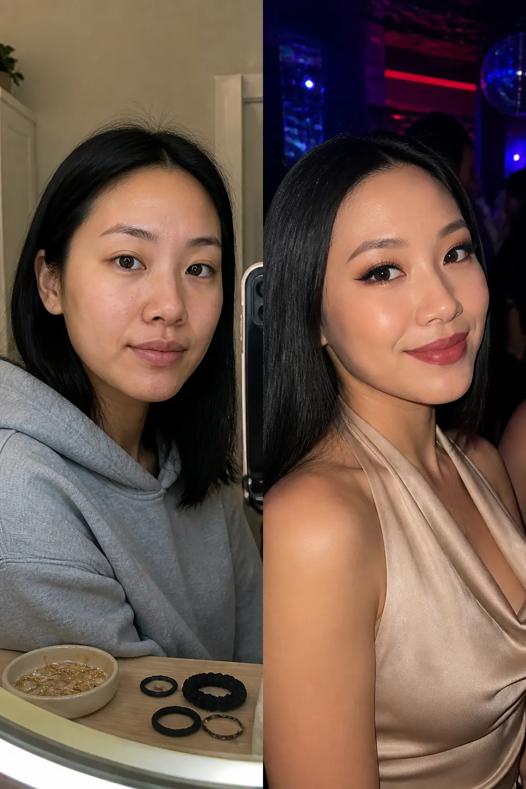 Before and after - Sofia in her club look