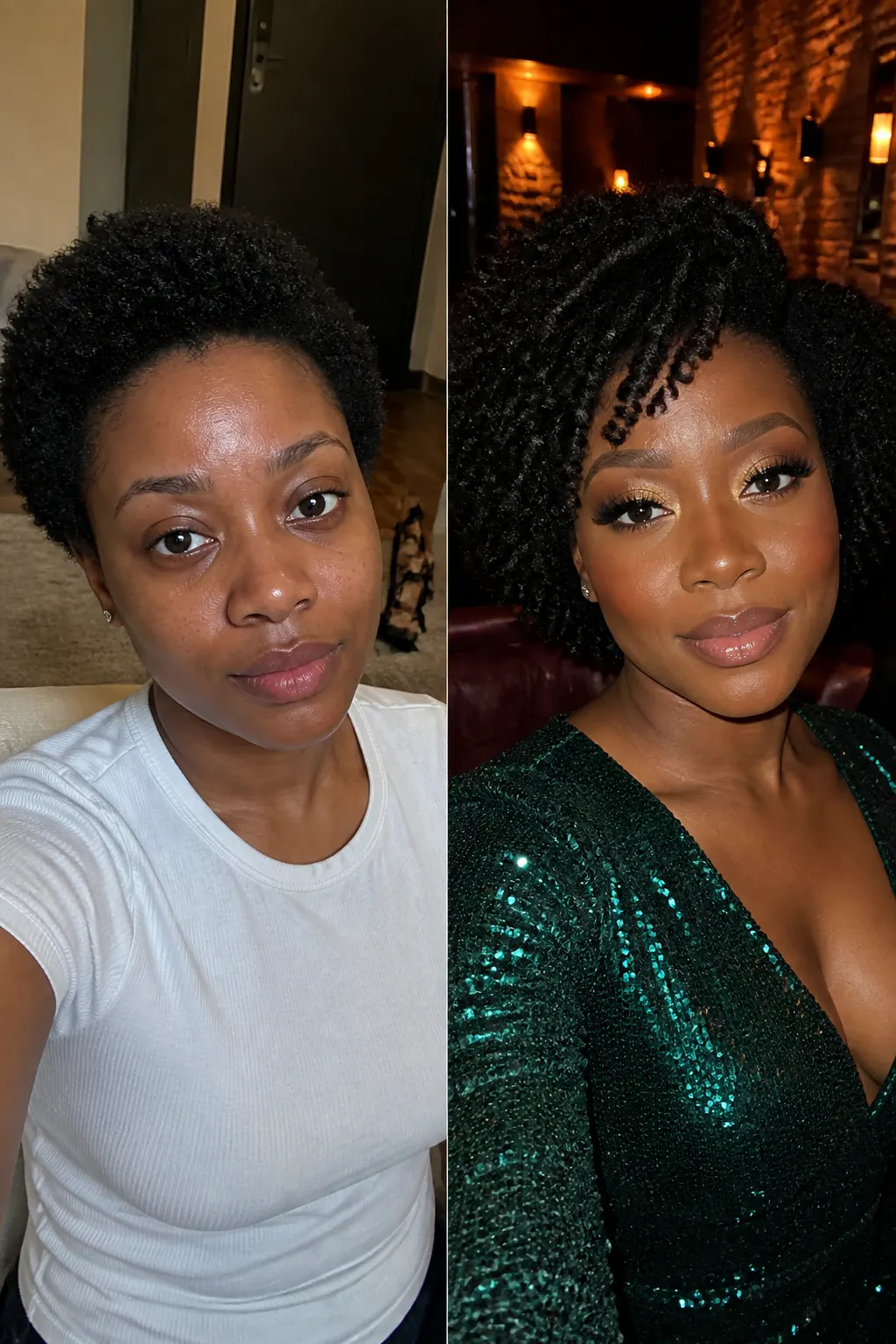 Before and after - Naomi in her club look