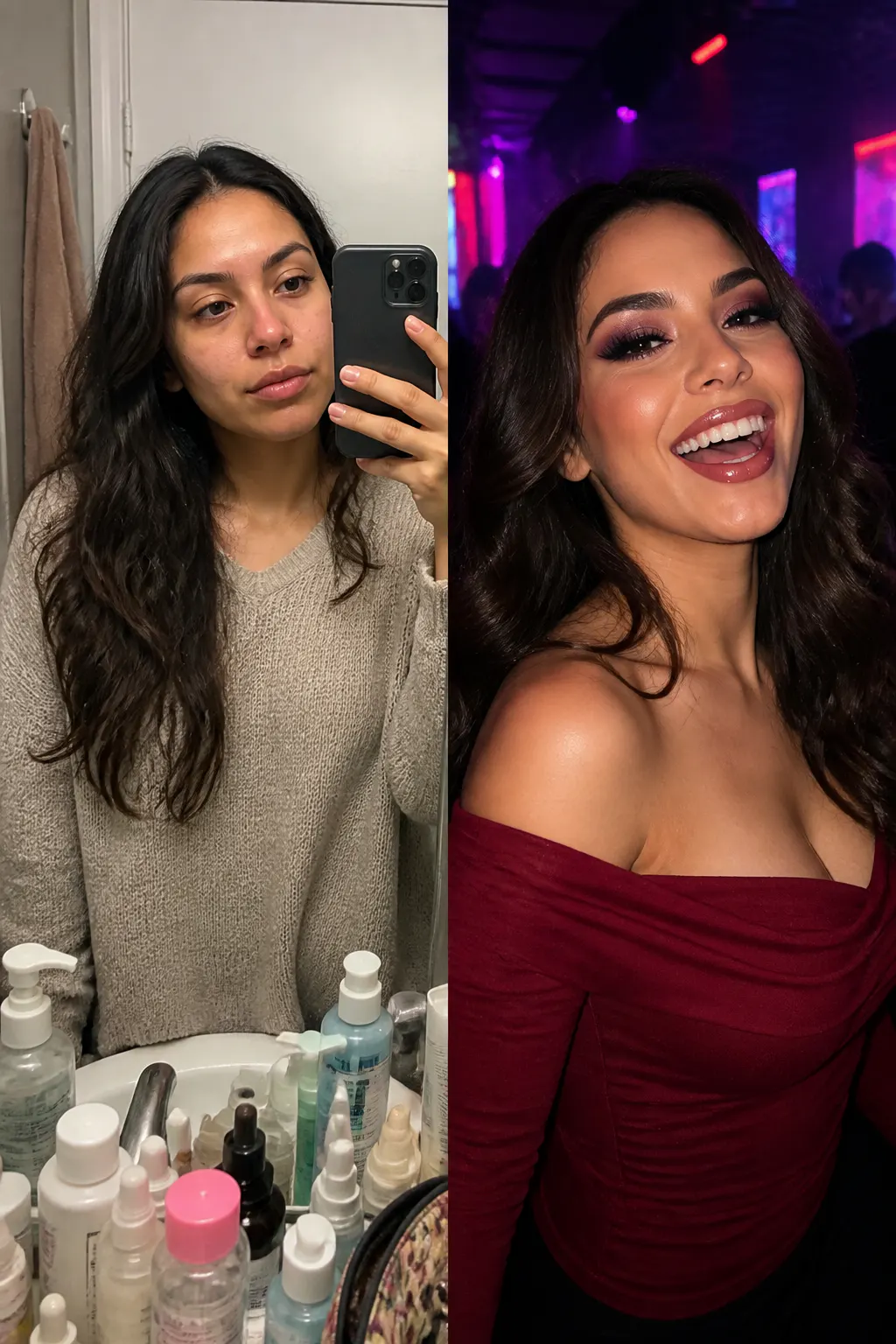 Before and after - Priya in her club look